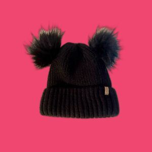 FURTALK Sensationnel Women's Winter Hat with Two Pom Poms - Black